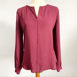 ANN TAYLOR Purple Semi Sheer Long Sleeve Blouse